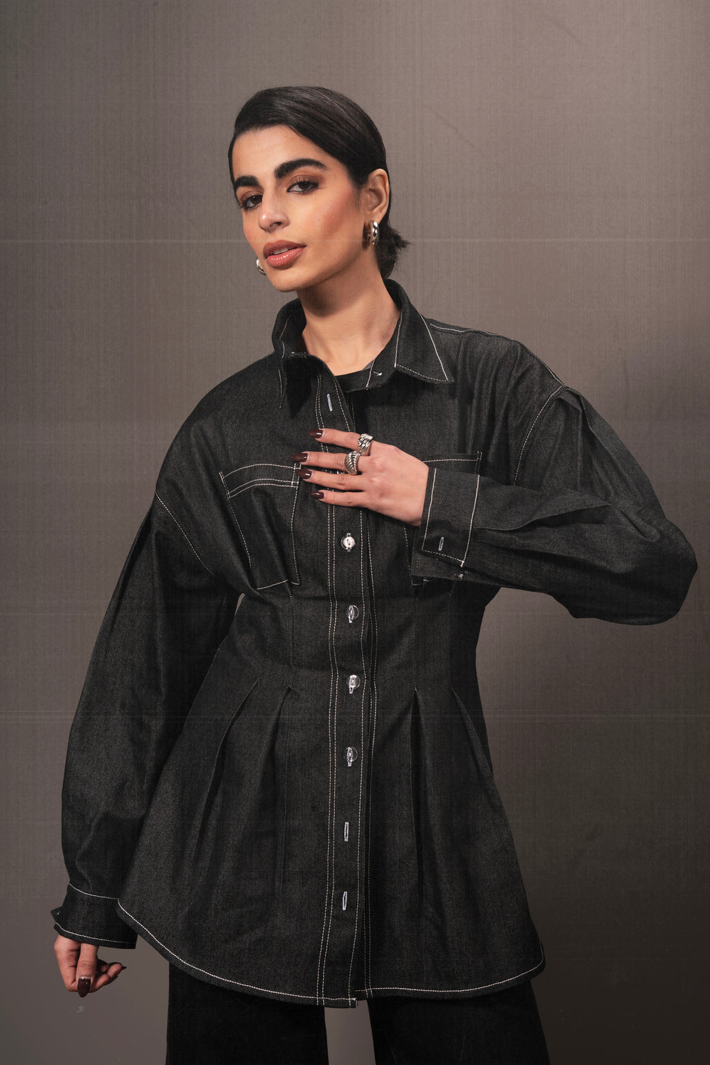 Vivid Denim Shirt in Black