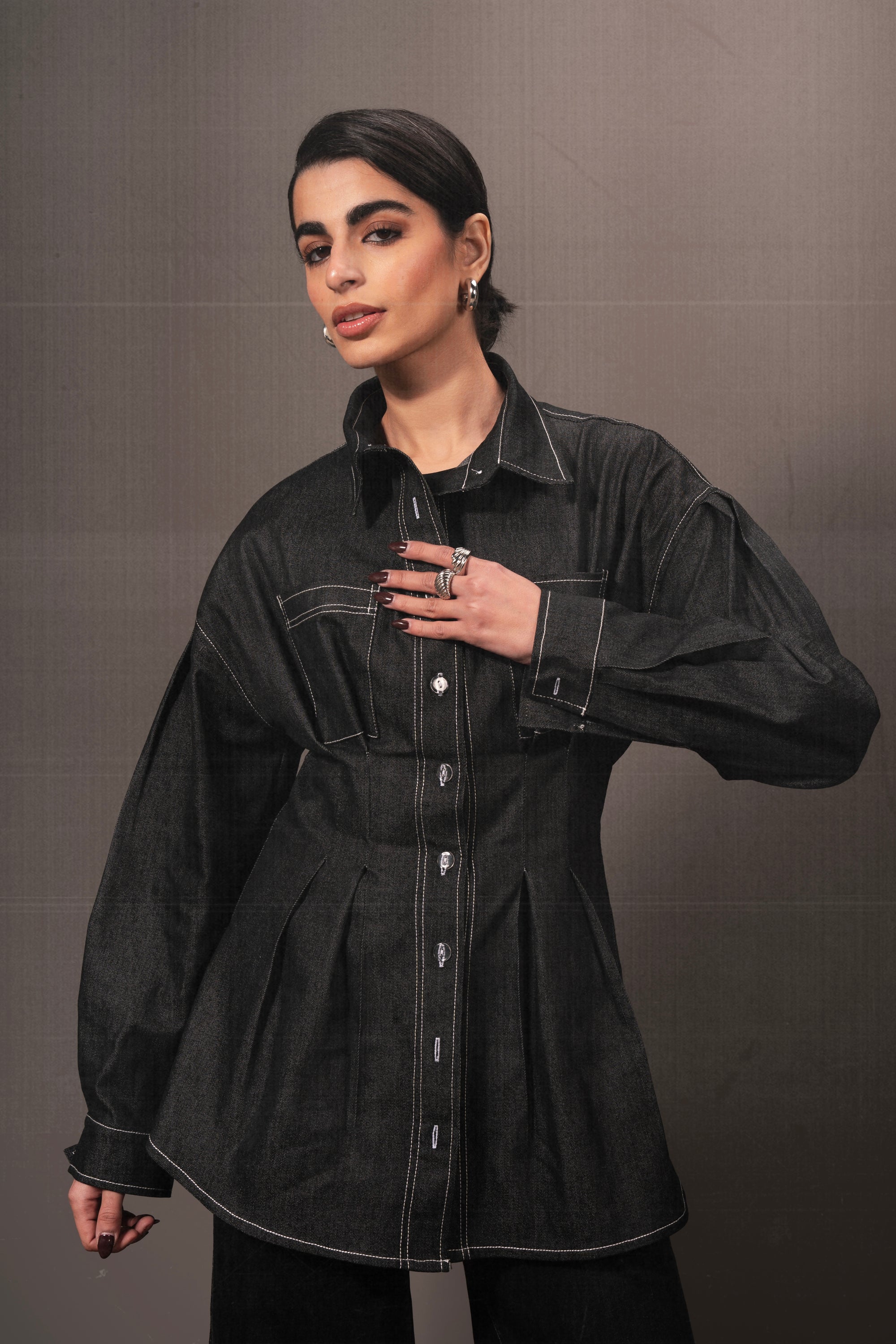 Vivid Denim Shirt in Black