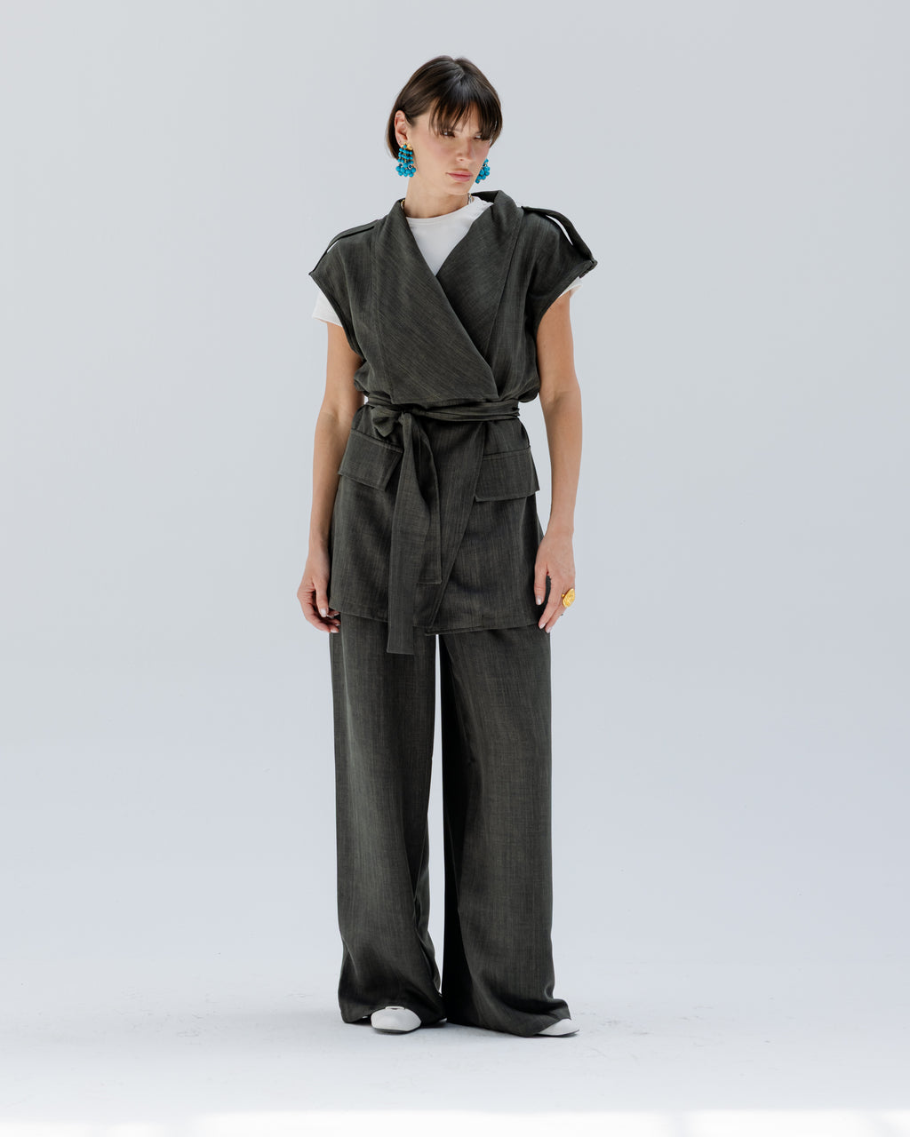 Valera Linen Set in Olive green