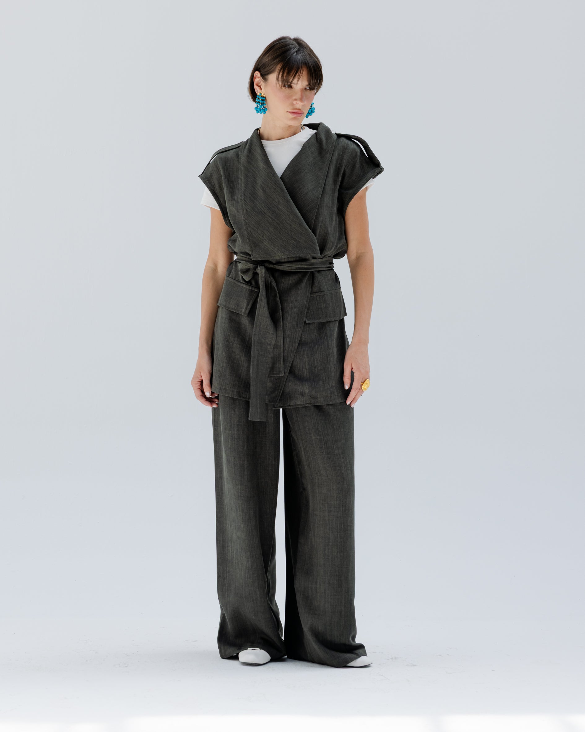 Valera Linen Set in Olive green