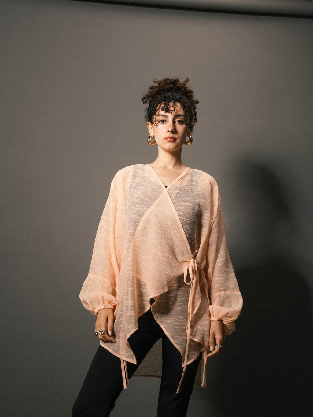 Sunrise Linen Cross Top in Peach