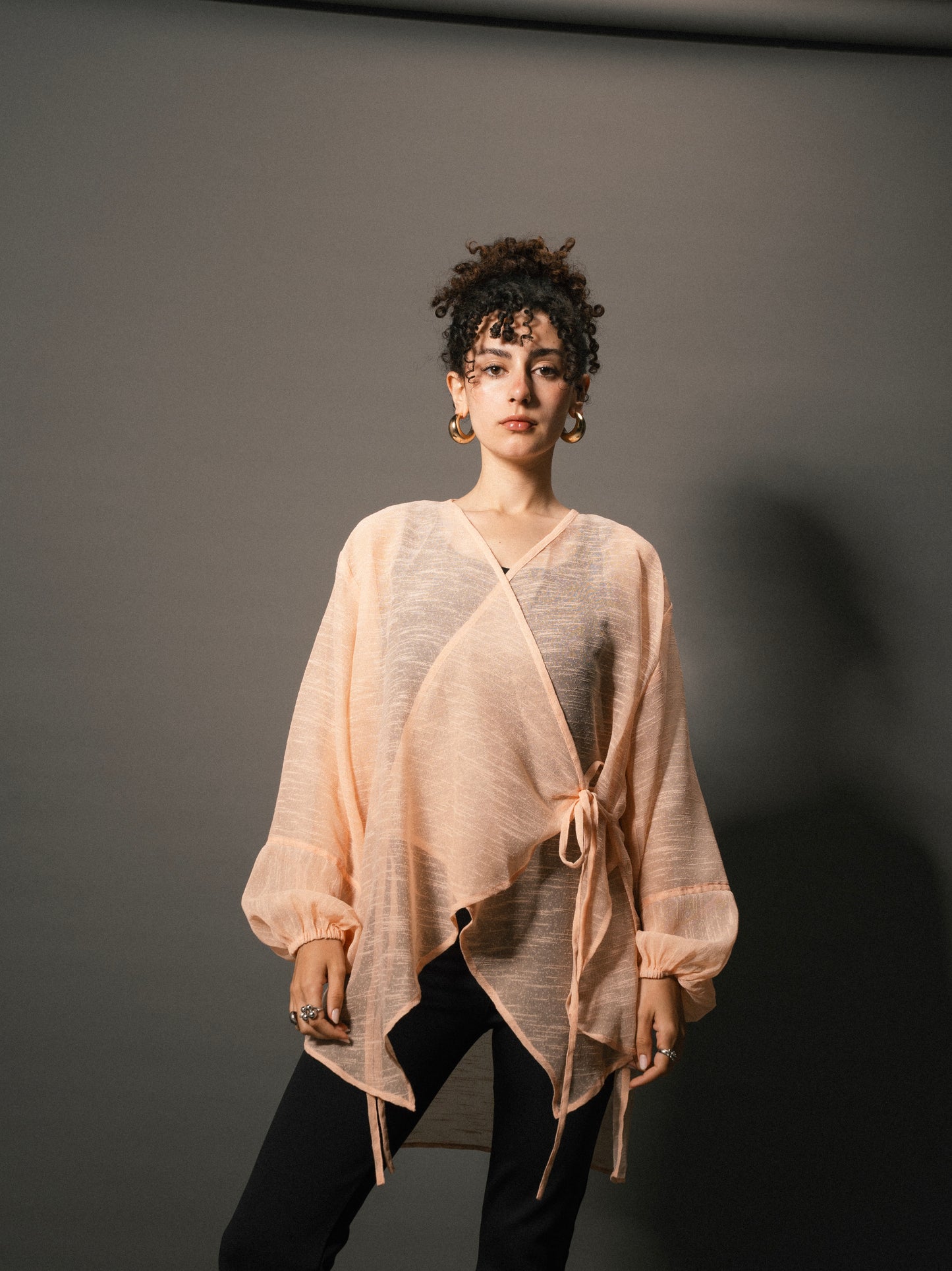 Linen Cross Top in Peach