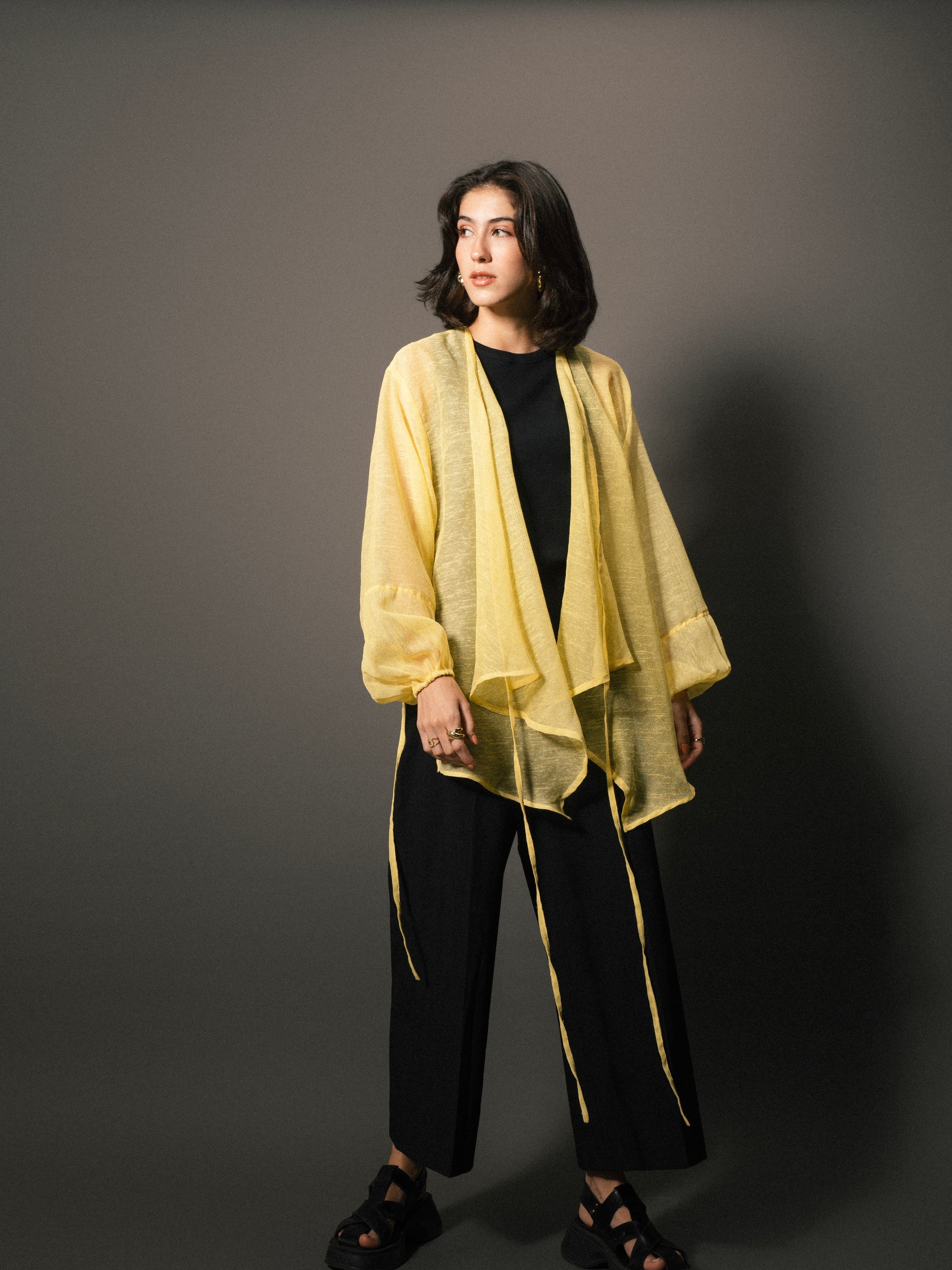 Sunrise Linen Cross Top in Yellow