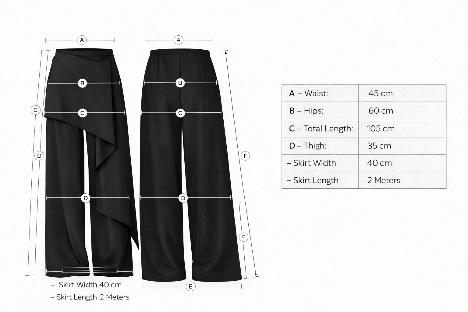 Moonveil Skirt Pants in Black