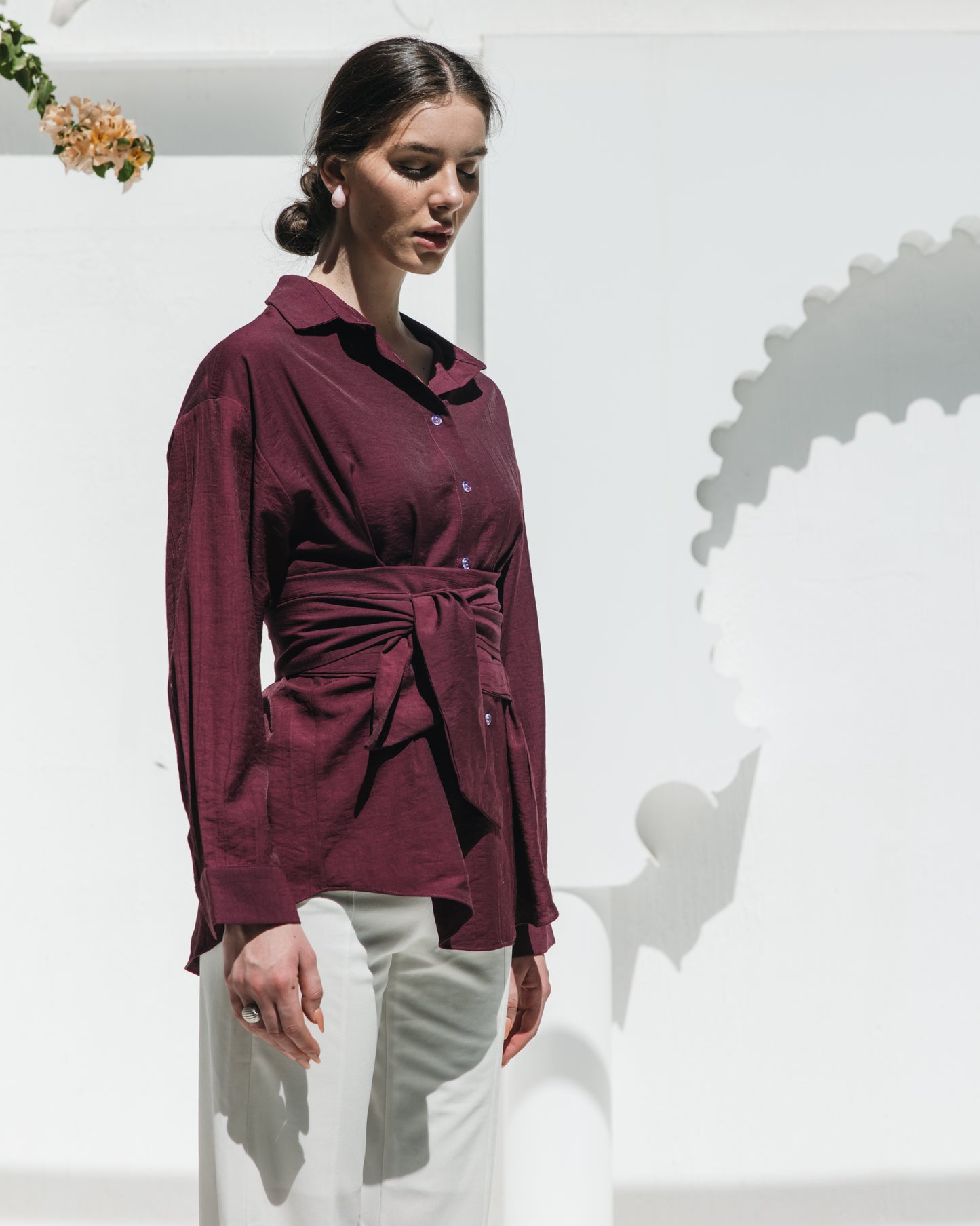 Ray Wrap Shirt in Burgandy
