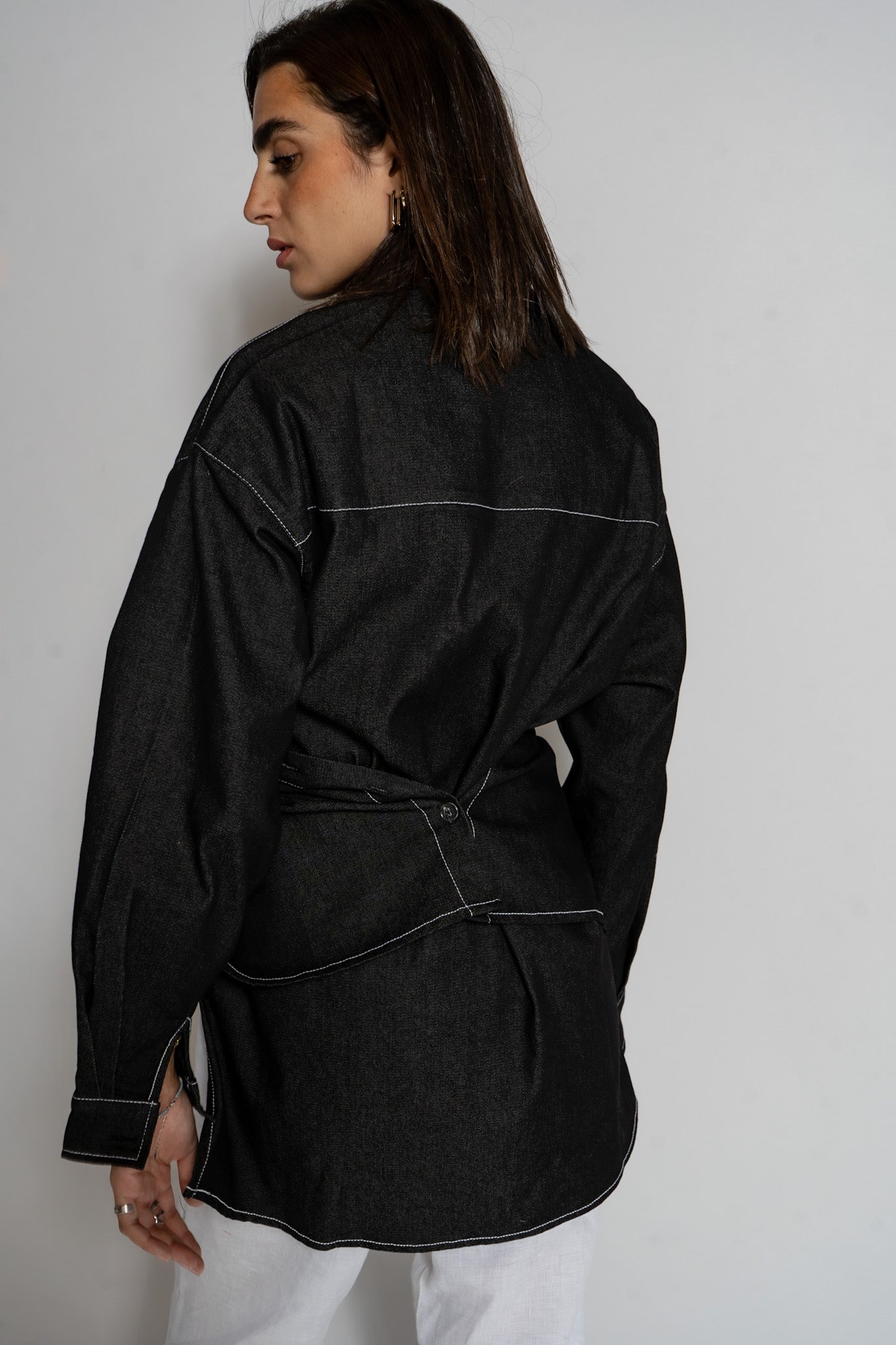 Gusty Denim Cross Shirt in Black